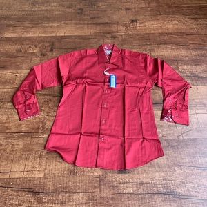 Cafebleu size medium fitted burgundy sport shirt